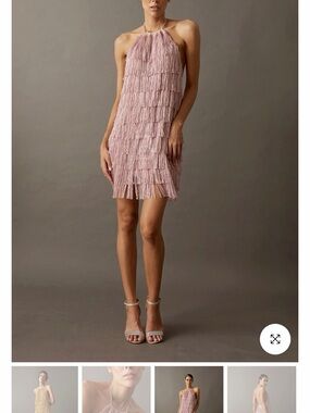 Bless Handmade - Ivory Fringe Mini Dress - Halter Backless Dress - NWT Size M